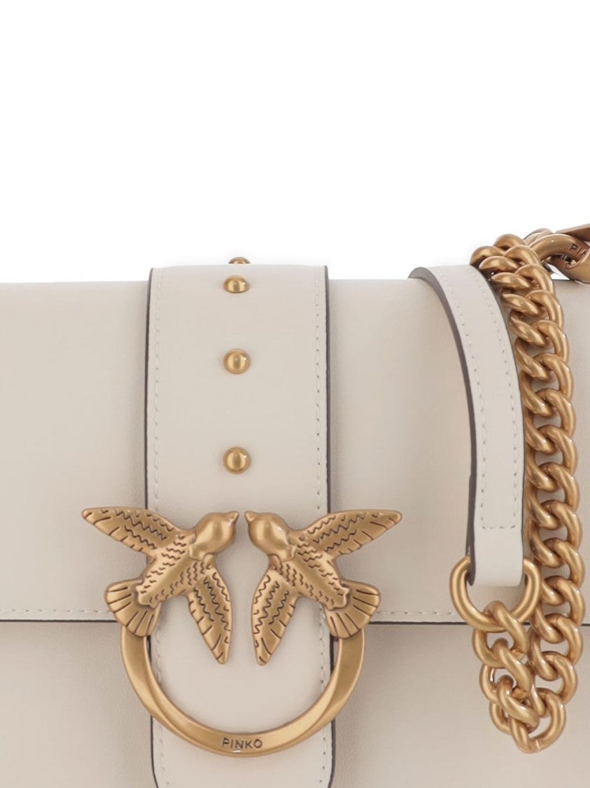 Pinko Structured Shoulder Bag In Calfskin Leather