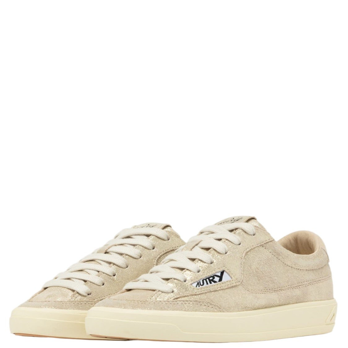 Autry Windscape Low Sneakers In Gold-Laminated Suede