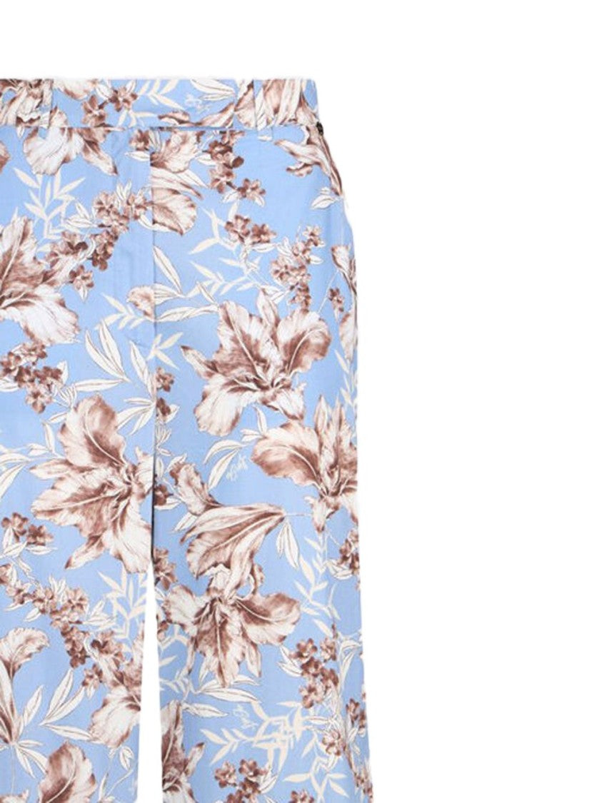 Liu Jo Wave Blue Floral Print Wide-Leg Pants