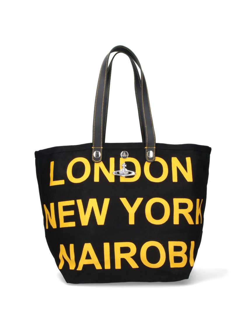 Vivienne Westwood Spacious City-Print Tote Bag With Sturdy Handles