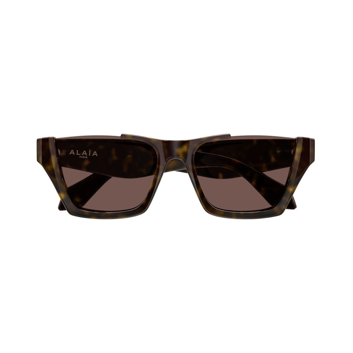 Azzedine Alaïa Angular Tortoiseshell Sunglasses With Dark Rectangular Lenses