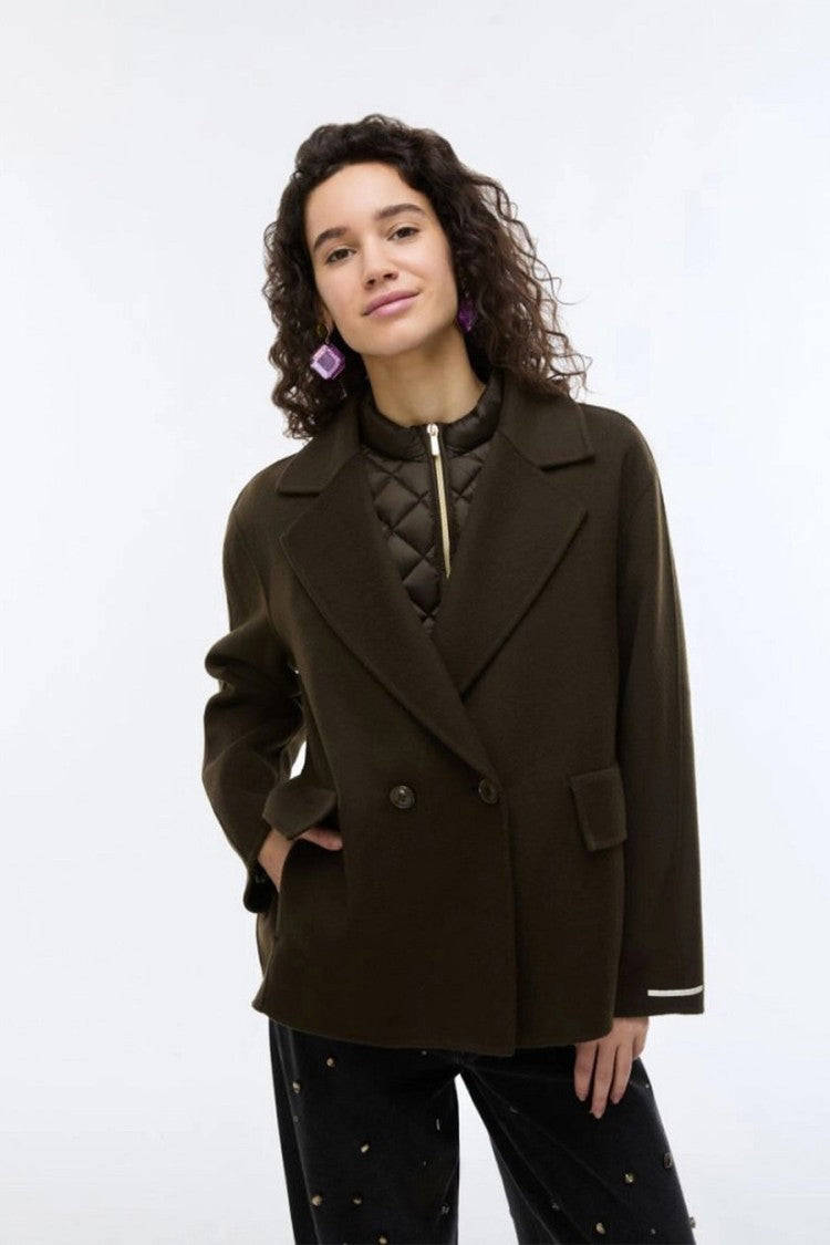 I Blues Dark Brown Short Double-Breasted Jacket