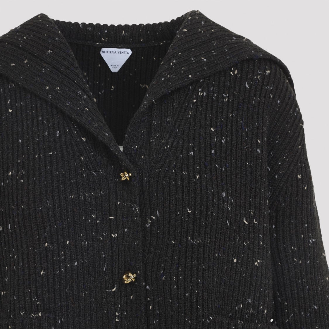 Bottega Veneta Ribbed Wool Cardigan With Gold-Toned Knot Closure