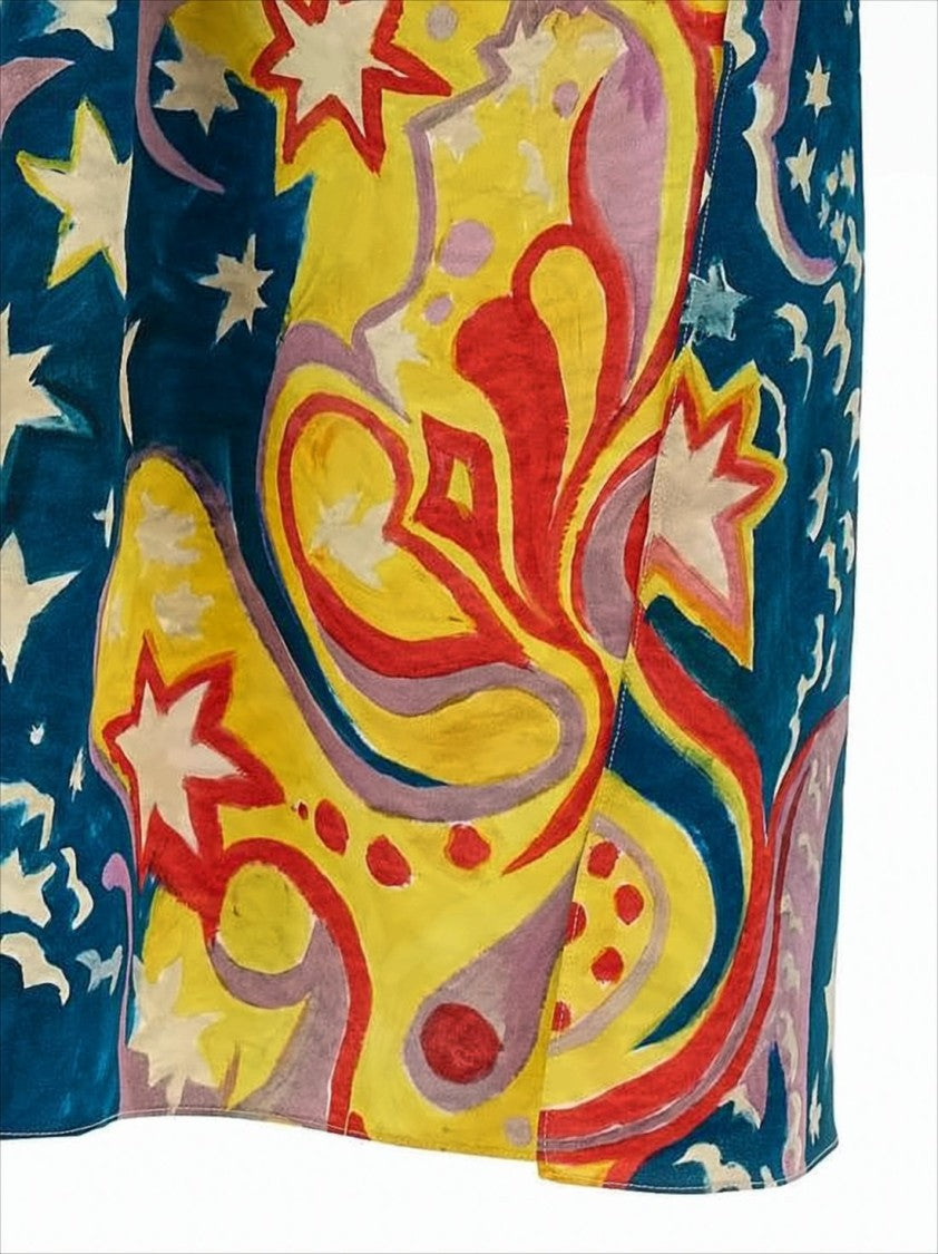 Marni Maxi Dress With Abstract Pattern And Twisted Knot Detail
