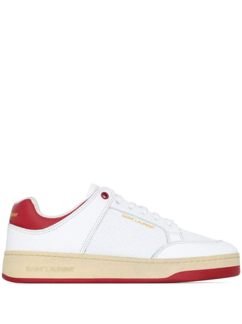 Saint Laurent White Sl61 Textured Leather Sneakers