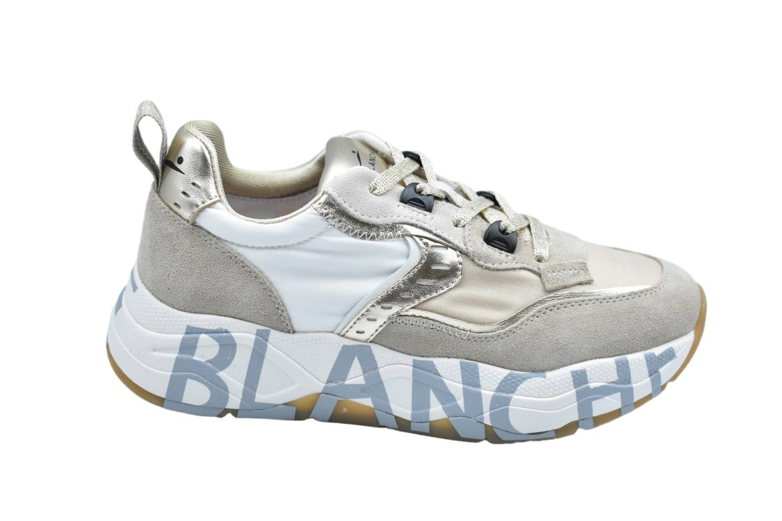 Voile Blanche Blue Technical Fabric Suede Double-Height Sneakers