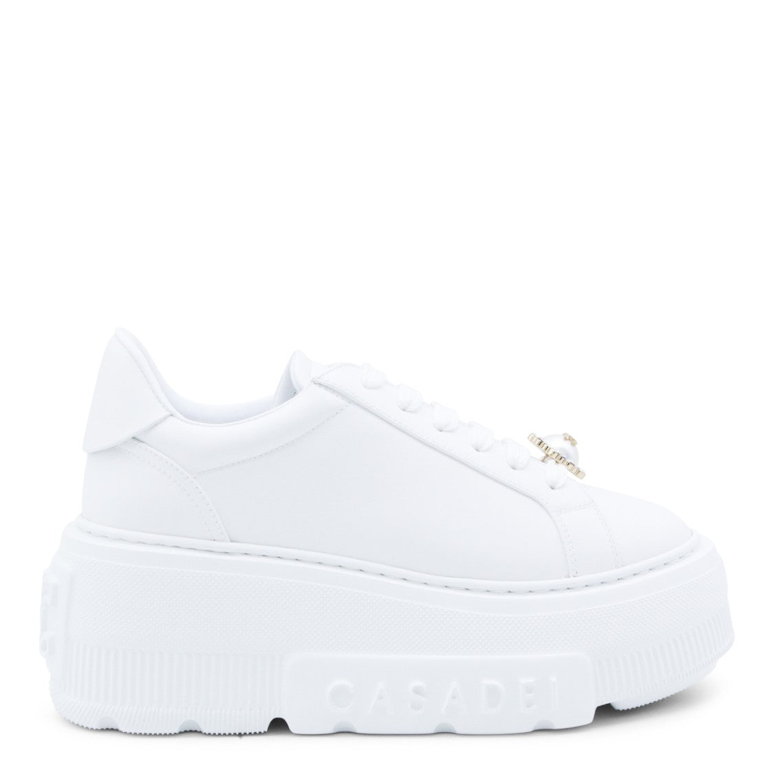 Casadei Minimalist White Sneakers With Smooth Upper