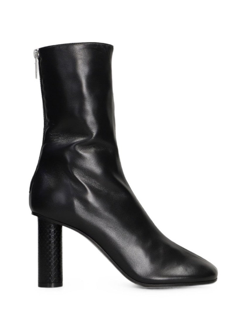 Paris Texas Black Pointed-Toe Silk-Nylon Ankle Boots