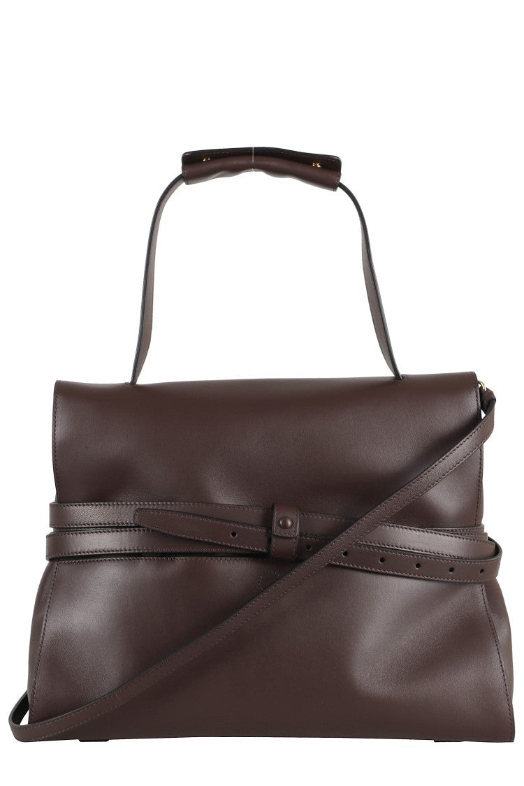 Moschino Chocolate Brown Leather Shoulder Bag