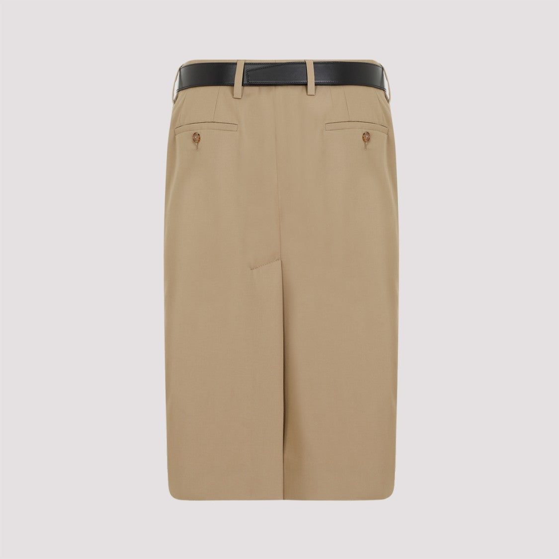 Prada Knee-Length Tailored Skirt With Front Zip And Leather Belt