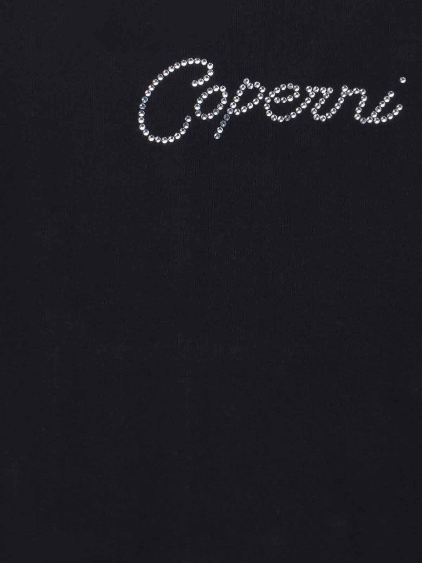 Coperni Black Organic Cotton Rhinestone Logo T-Shirt