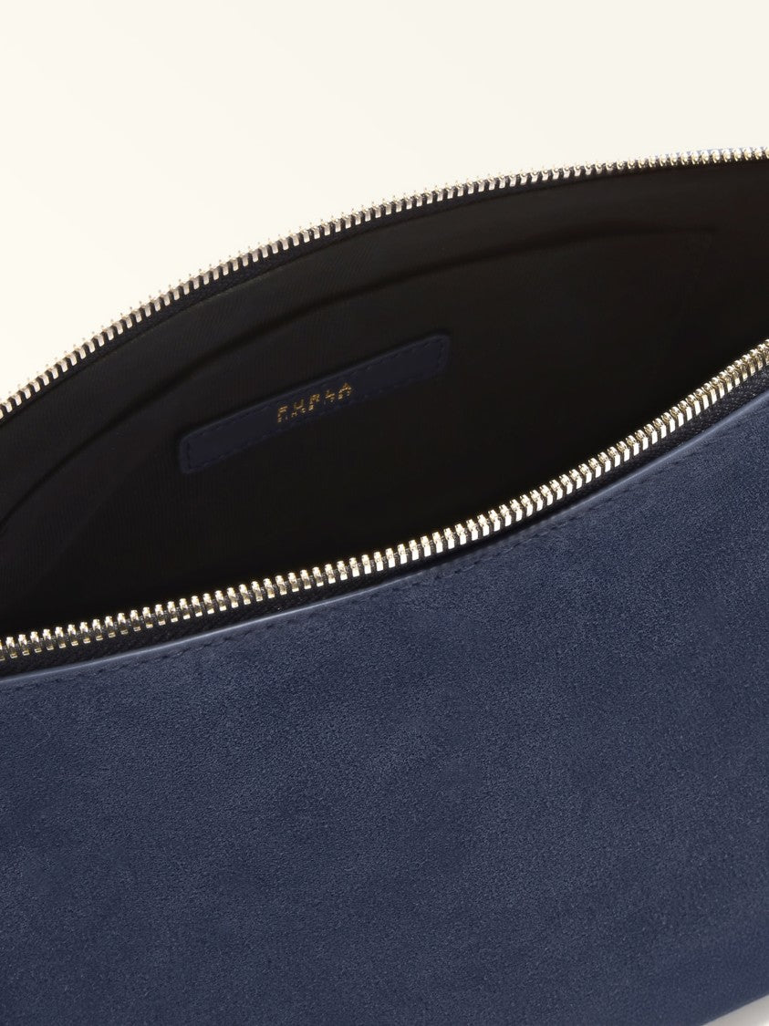 Furla Deep Ocean Blue Debby Mini Suede Bag