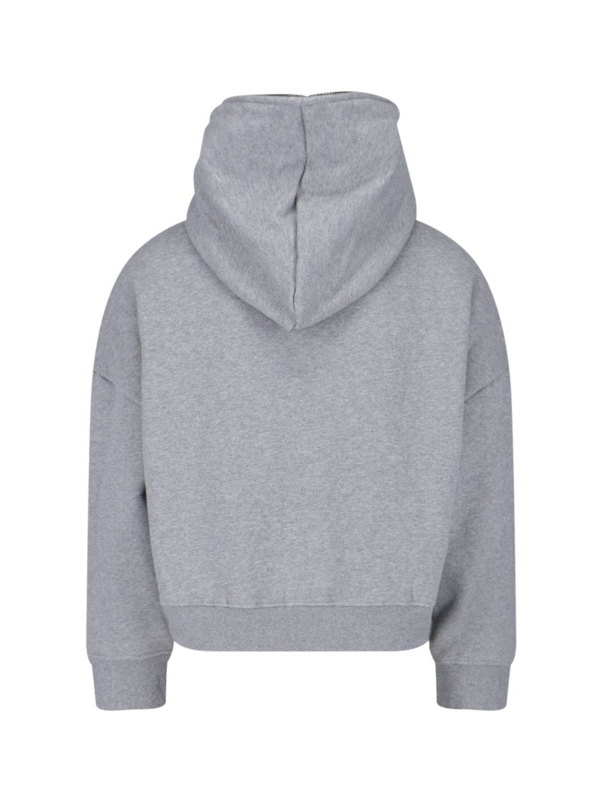 Entire Studios Grey Cropped Roomy Hood Zip-Up Hoodie