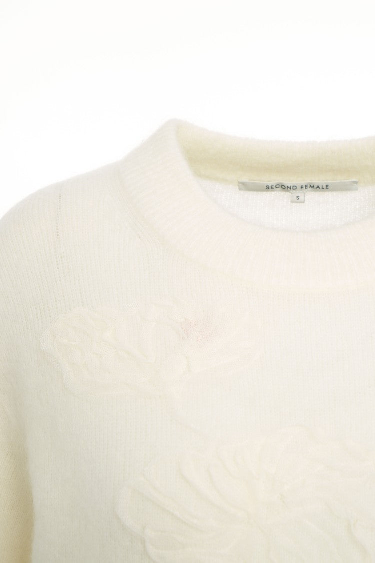 Second Female Floral Embroidered Relaxed-Fit Knit Sweater