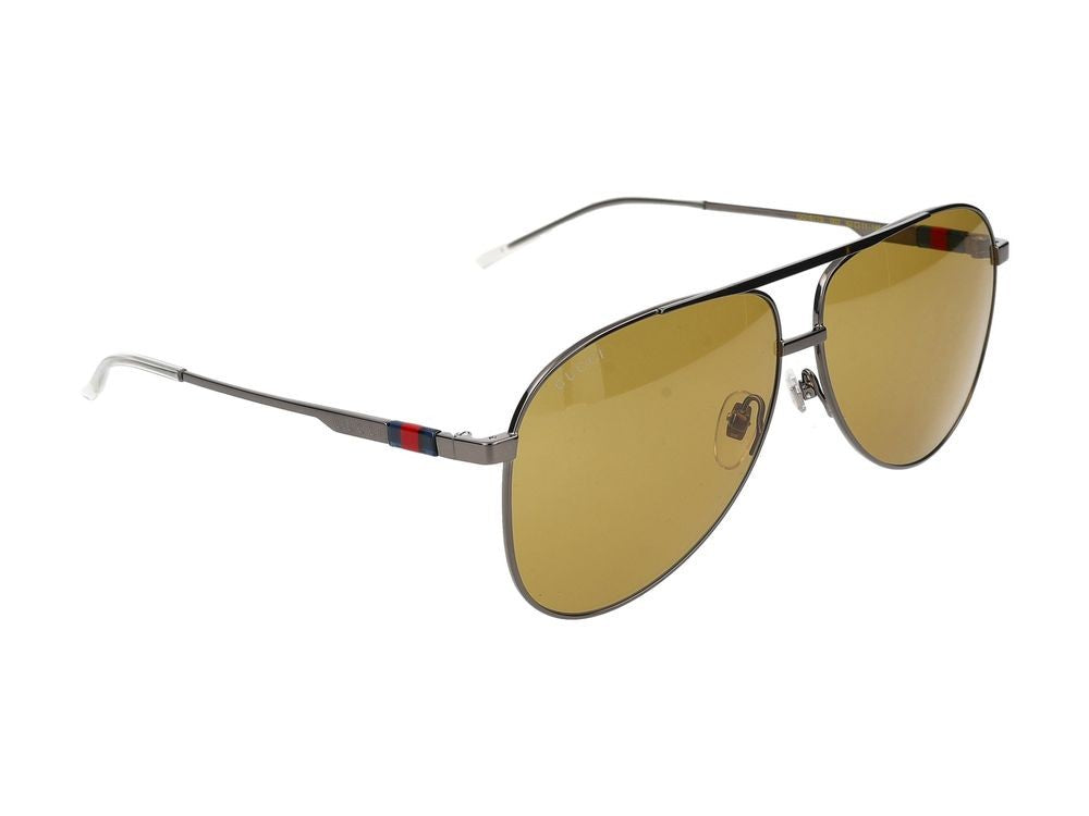 Gucci Ruthenium Amber Lenses Metal Frame Sunglasses