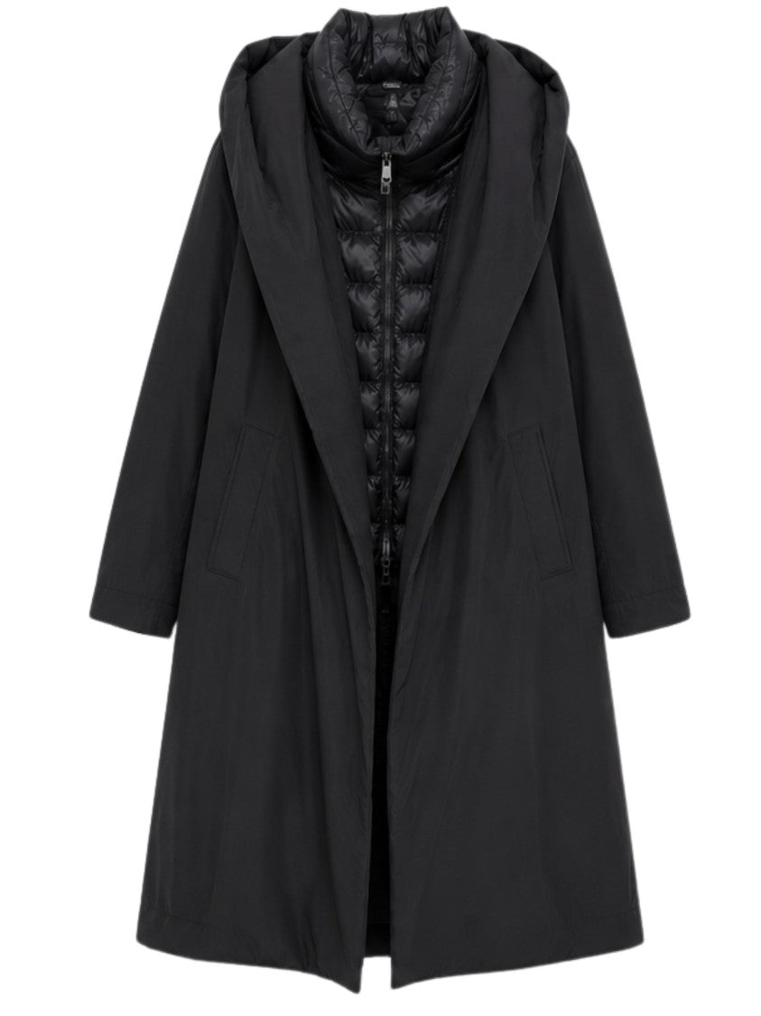 Herno Black Layered Long Coat