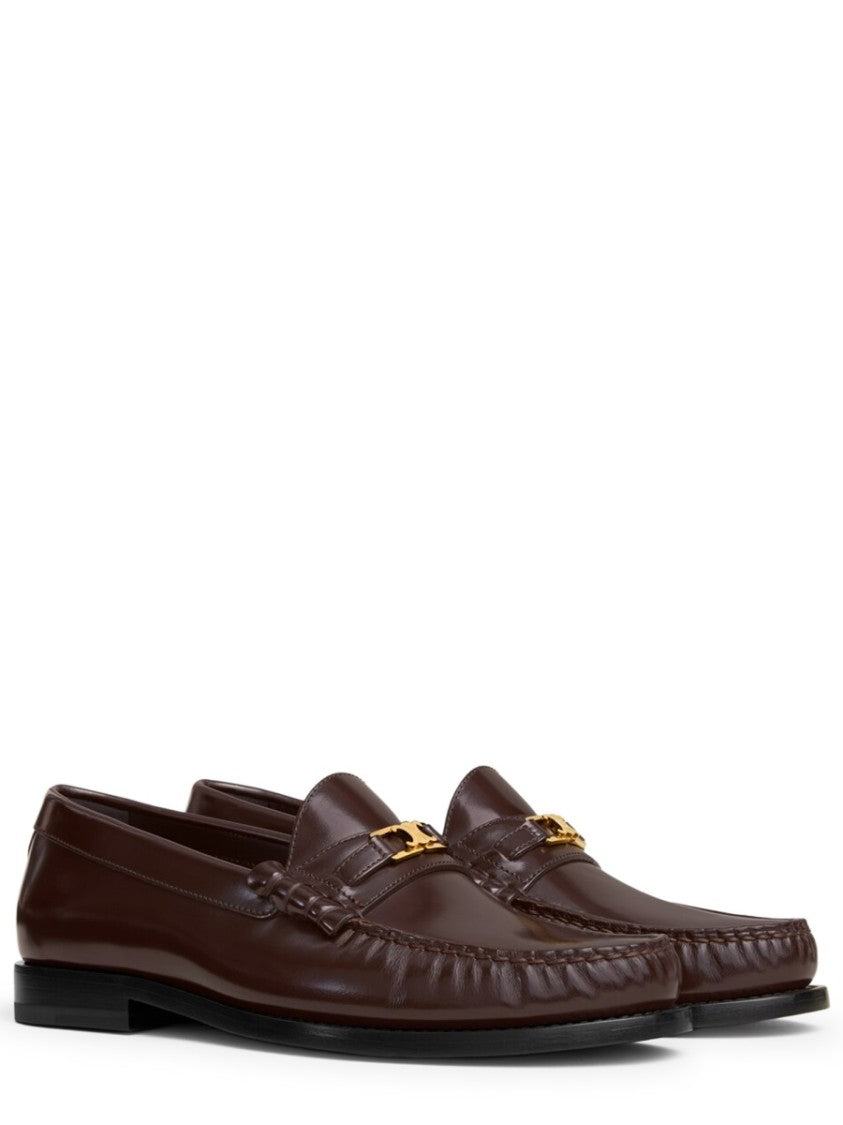 Celine Black Triomphe Luco Bull Leather Loafers