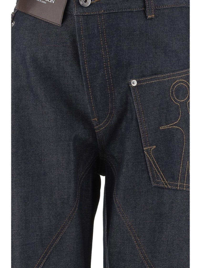 J. W. Anderson Wide-Leg Cropped Jeans With Cut-Off Hem And Logo Details