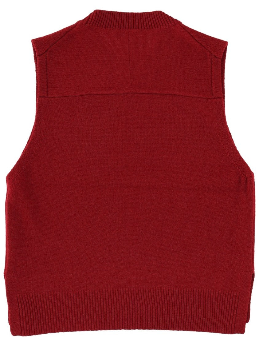 Maison Kitsuné Bordeaux Ribbed Crew Neck Vest