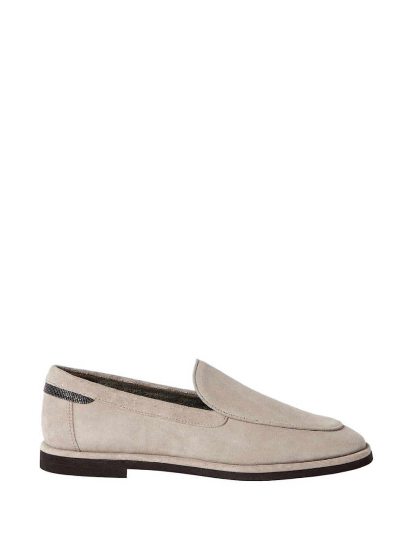 Brunello Cucinelli Suede Lace Contrast Trim Loafers
