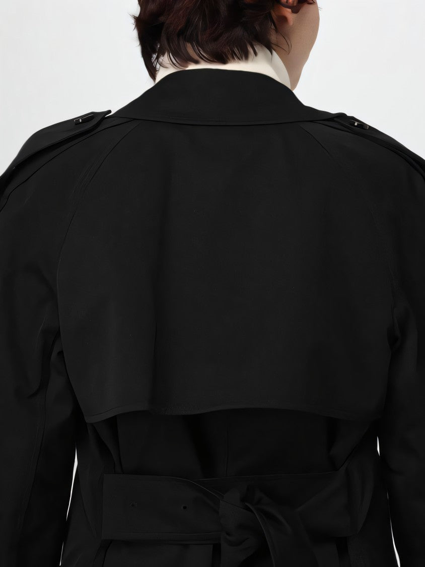 Burberry Double-Breasted Trench Coat With Distinctive Plaid Detail