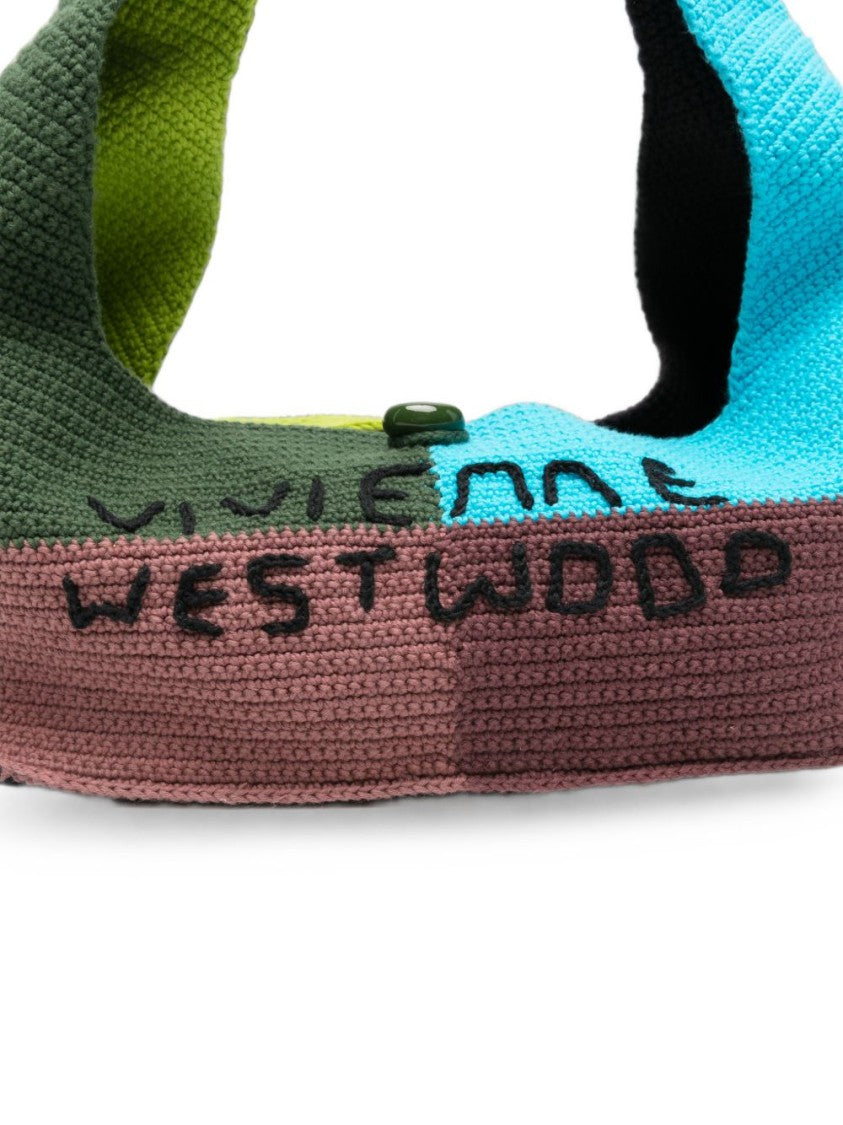 Vivienne Westwood Multicolored Knitted Shoulder Bag With Patchwork Design