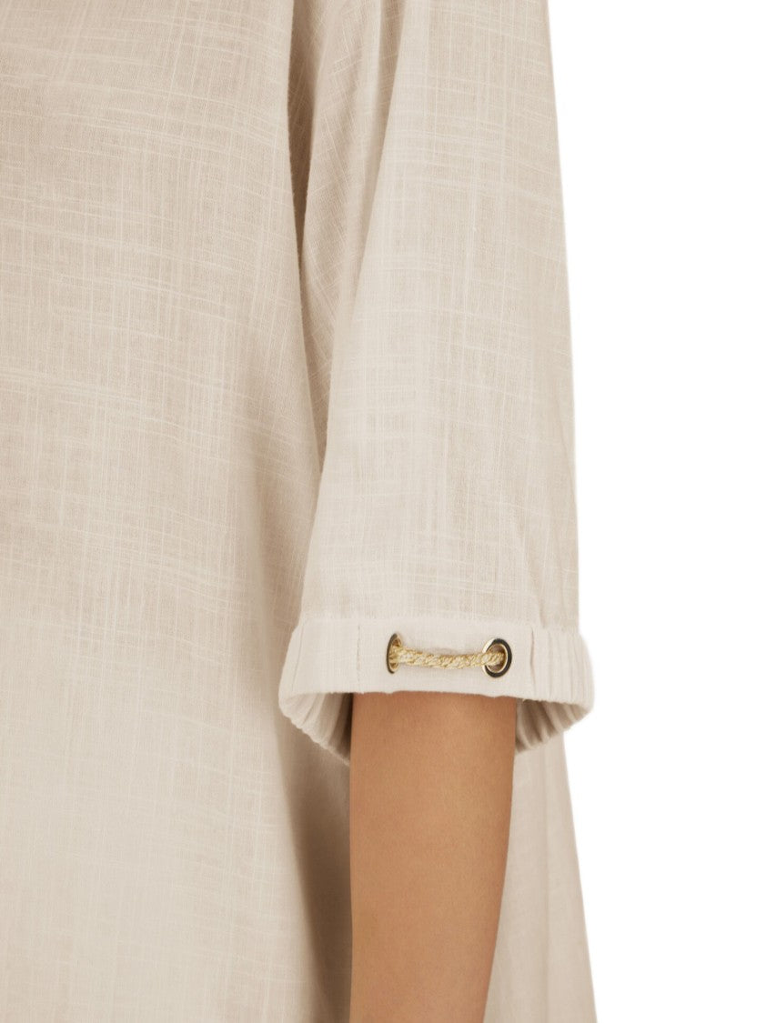 Herno Fluid Weave Linen Blend Shirt With Unique Gathered Cuffs