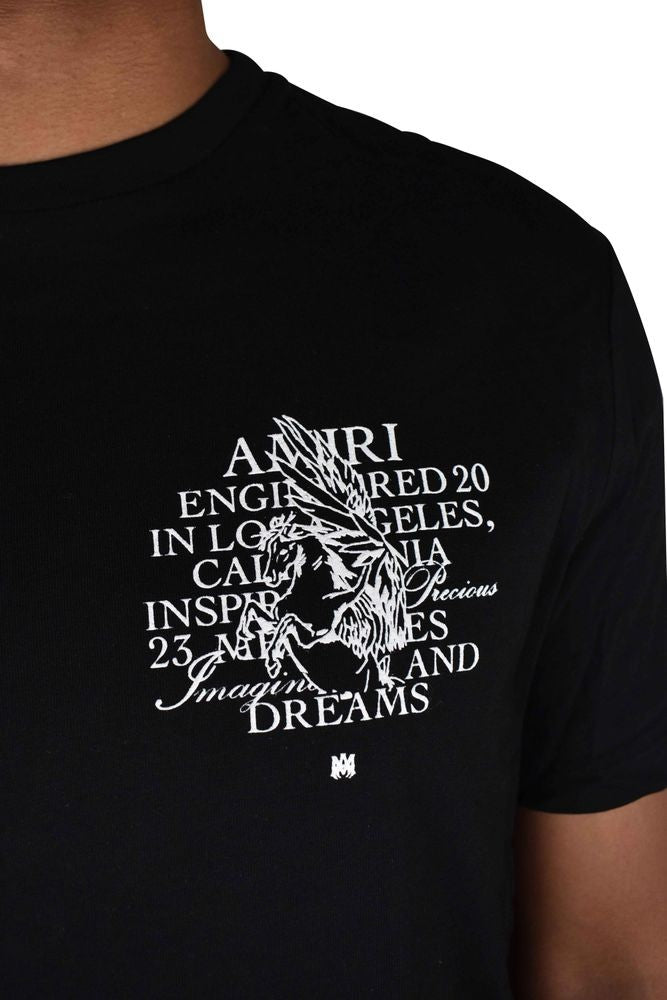 Amiri Graphic Black Cotton T-Shirt With Unicorn Illustration