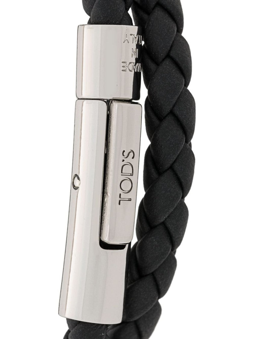 Tod's Braided Bracelet With Polished Metallic Clasp