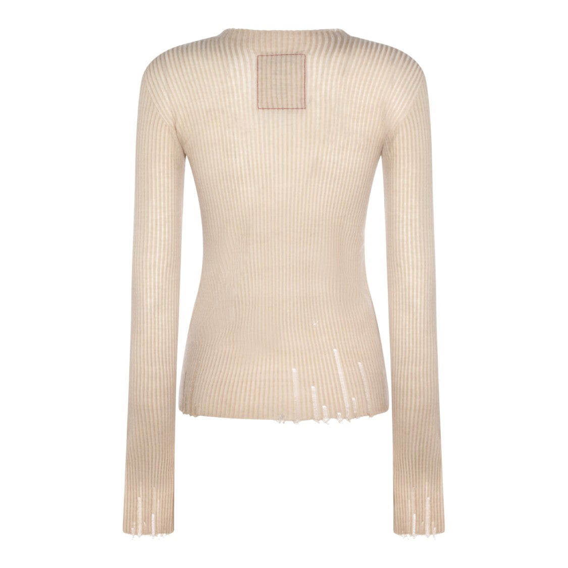 Uma Wang Tan Wool T-Shirt With Ribbed Texture And Distressed Details