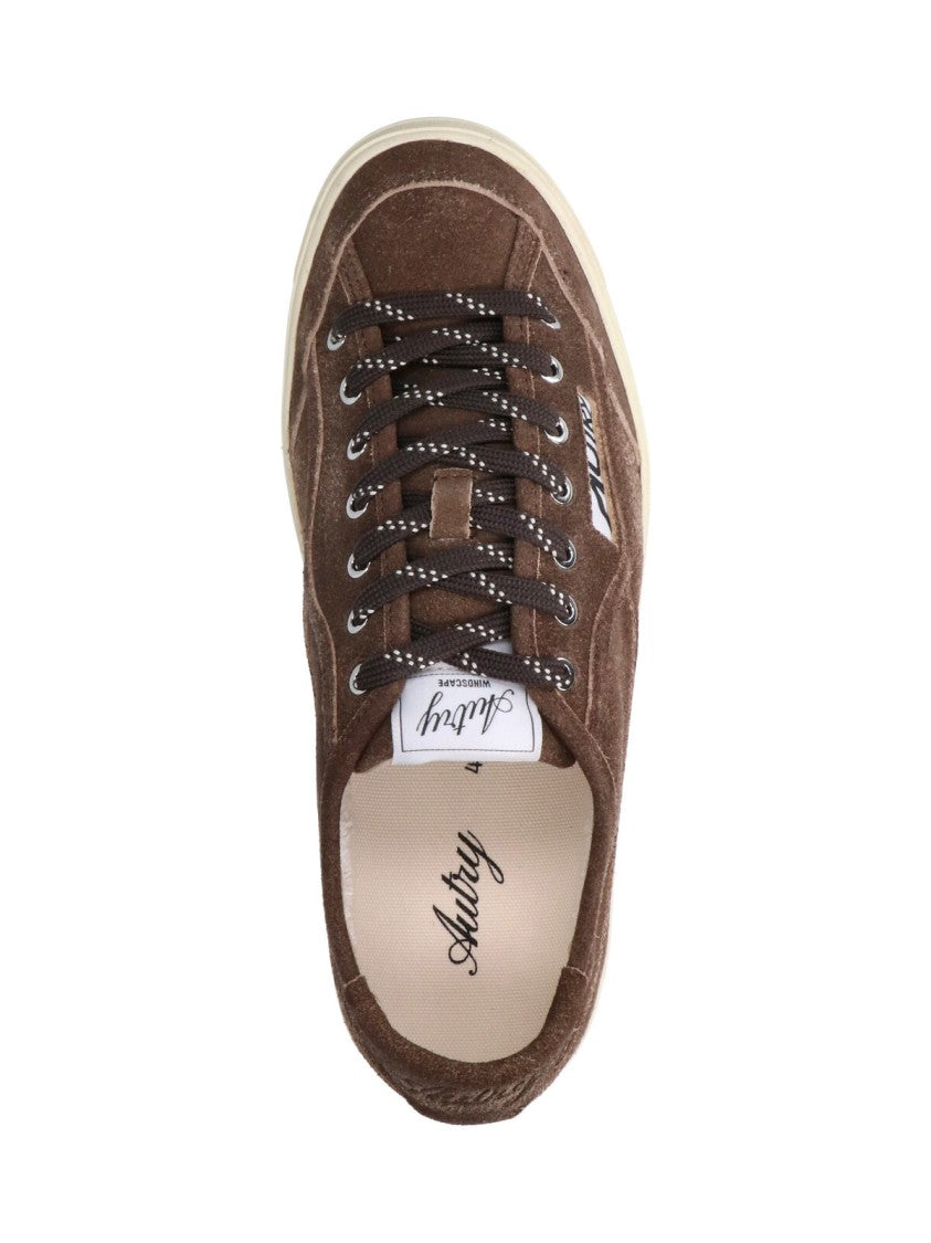 Autry Brown Windscape Suede Low-Top Vintage Sneakers