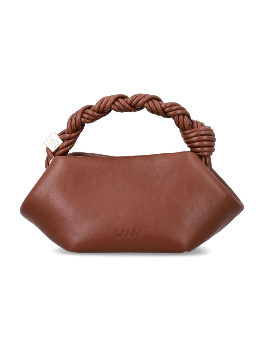 Ganni Twisted Handle Leather Shoulder Bag