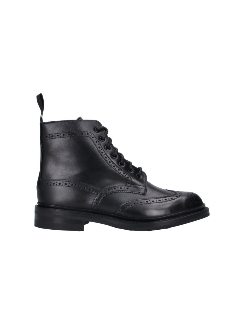 Tricker's Stow Black Round Toe Lace-Up Leather Boots