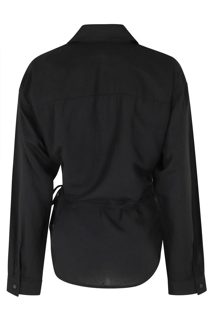 Diesel Black Wrap-Style C Delphos S3 Embroidered Logo Modal-Blend Shirt