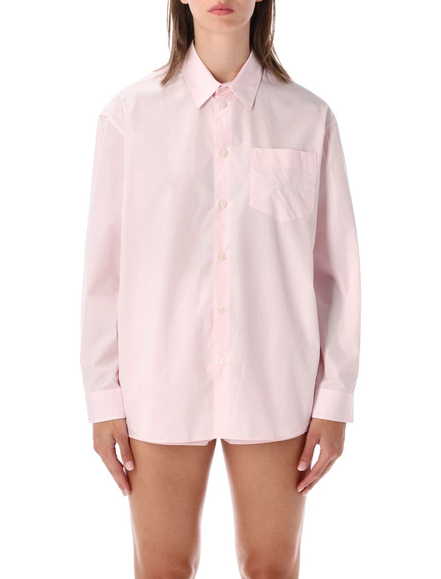Sporty And Rich Pastel Pink Embroidered Oversized Shirt