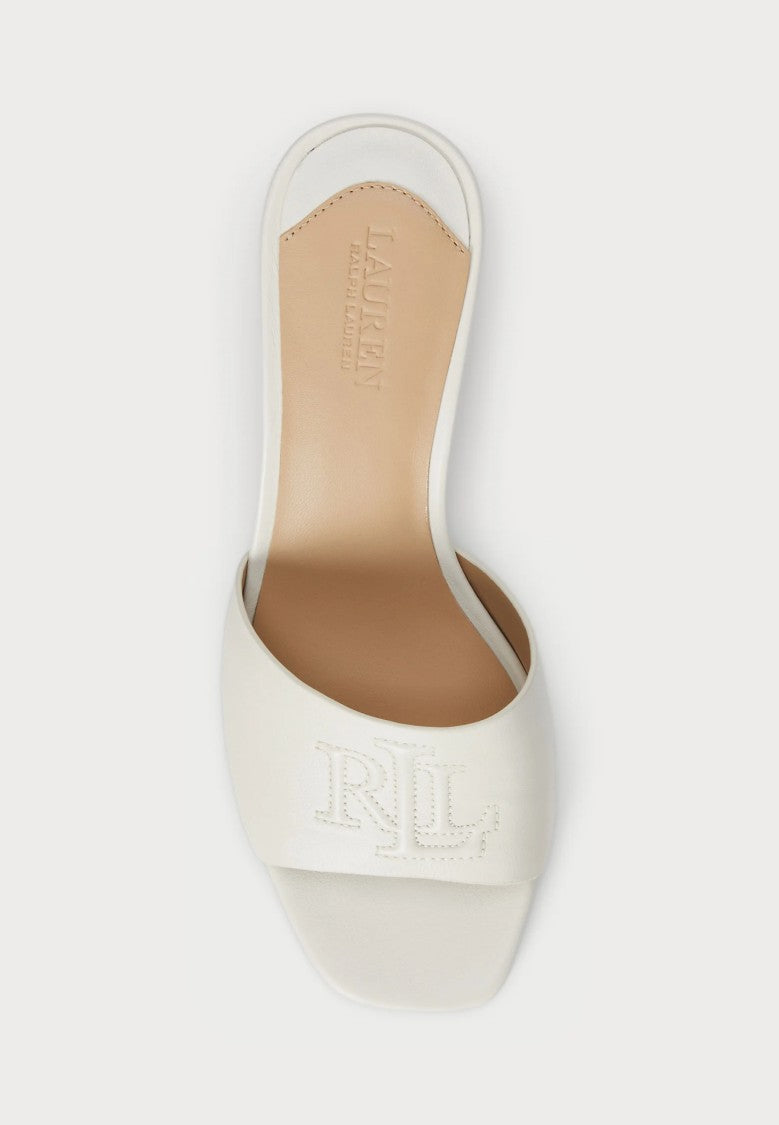 Lauren Ralph Lauren White Everley Heel Nappa Leather Sandals