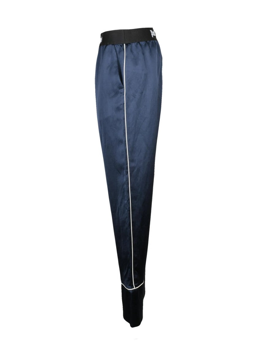 Palm Angels Wide-Leg Satin Trousers With Contrasting Piping