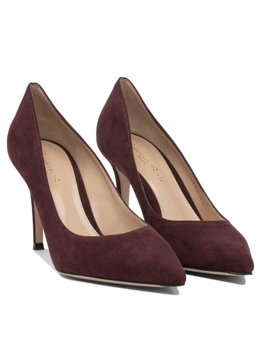 Gianvito Rossi Pointed Toe Burgundy Suede Pumps