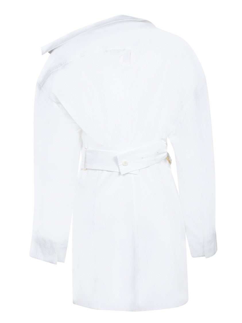 Jacquemus Three-Quarter Sleeve White Shirt Dress