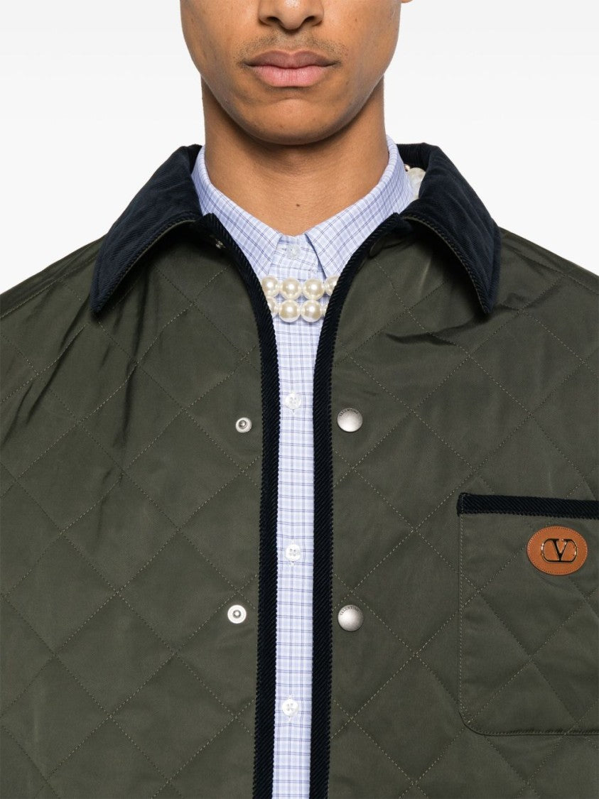 Valentino Garavani Quilted Jacket With Classic Collar And Contrasting Trim
