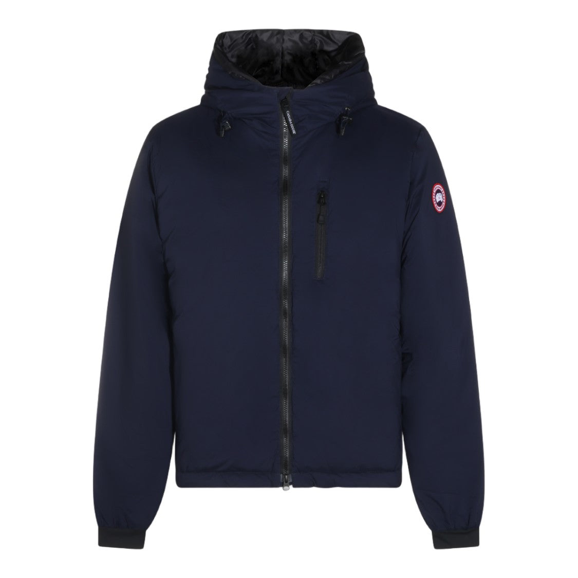 Canada Goose Black Padded High Collar Hooded Logo Patch Coat