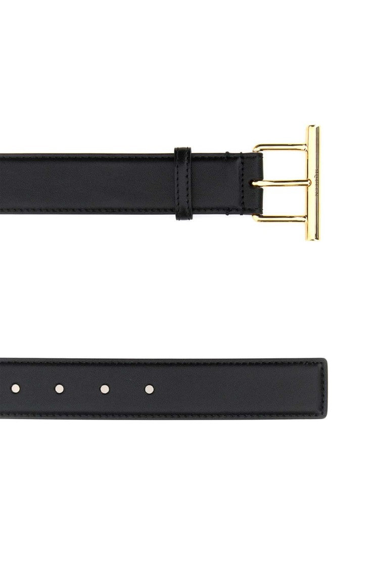 Alexander Mcqueen Black Leather Belt