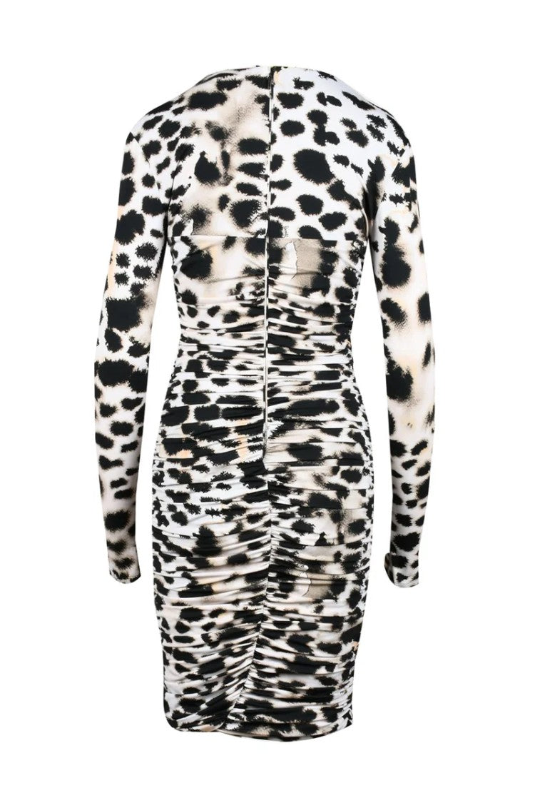 Roberto Cavalli Ruched Dress - Beige/Black