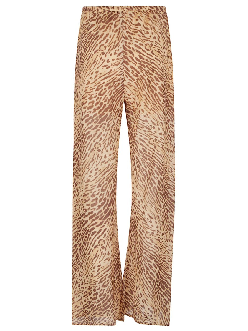 Zimmermann Cropped Leopard Print Pants With Mid-Rise Waistband