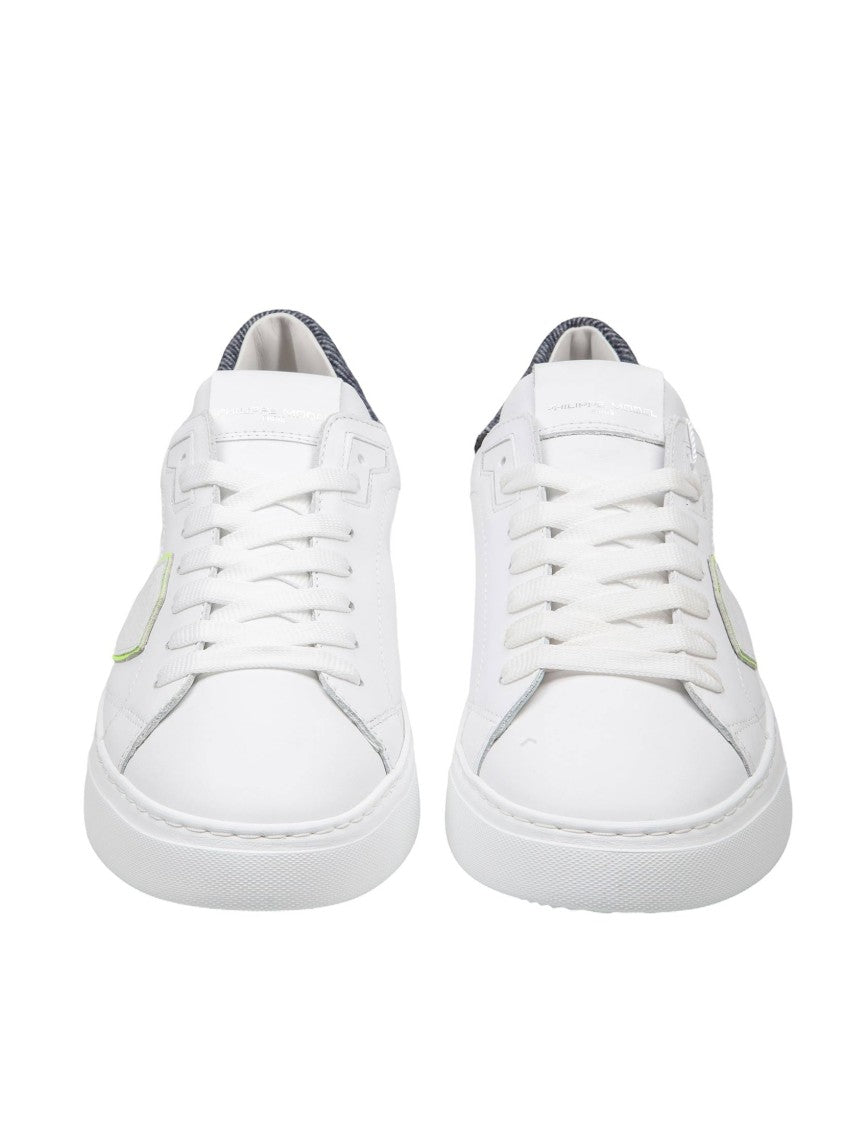 Philippe Model Sneakers Temple Low In Leather Color White And Jeans