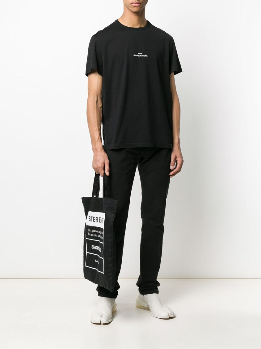 Maison Margiela Short-Sleeve Black T-Shirt With Centered Logo Detail