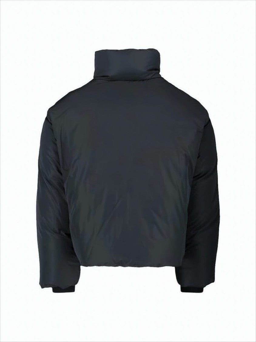 Ami Cropped Padded Jacket With High Collar And Embroidered Detail