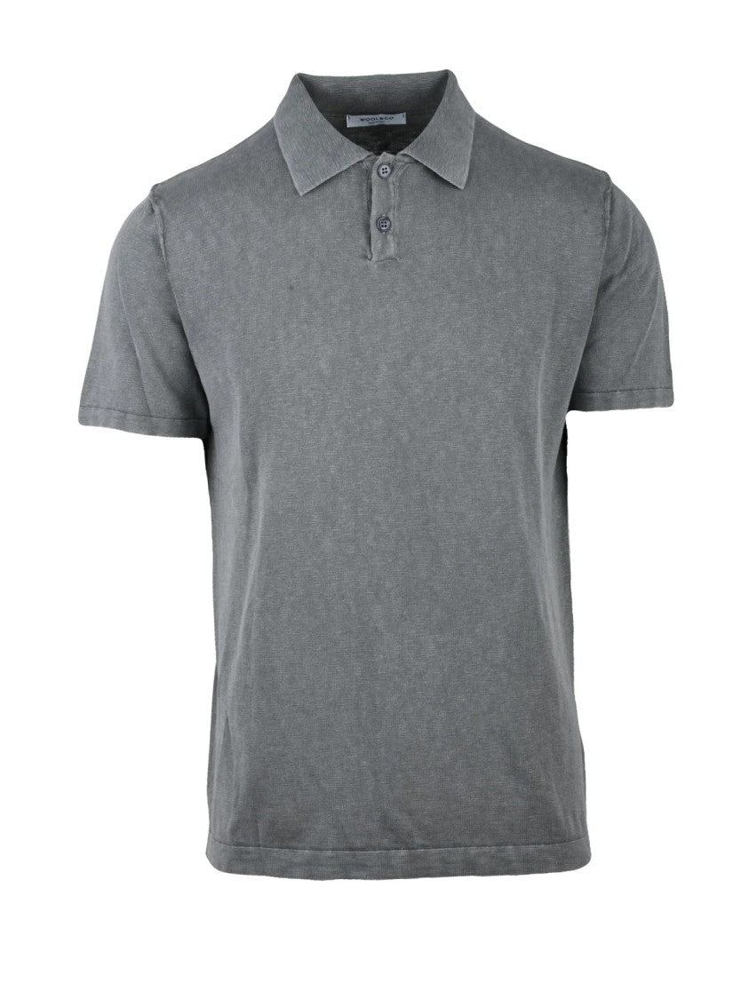 Wool & Co Grey Relaxed Pique Polo Shirt