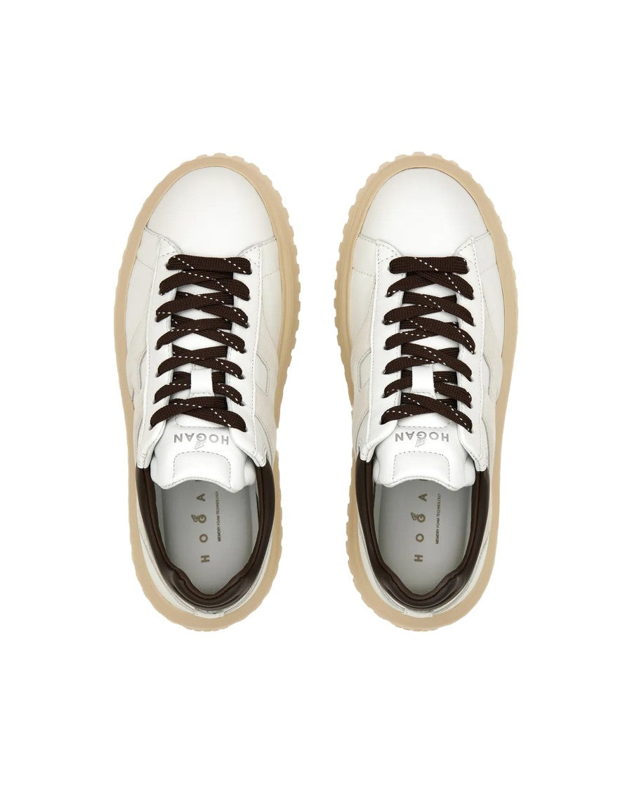 Hogan H-Stripes Sneakers – White/Grey/Brown