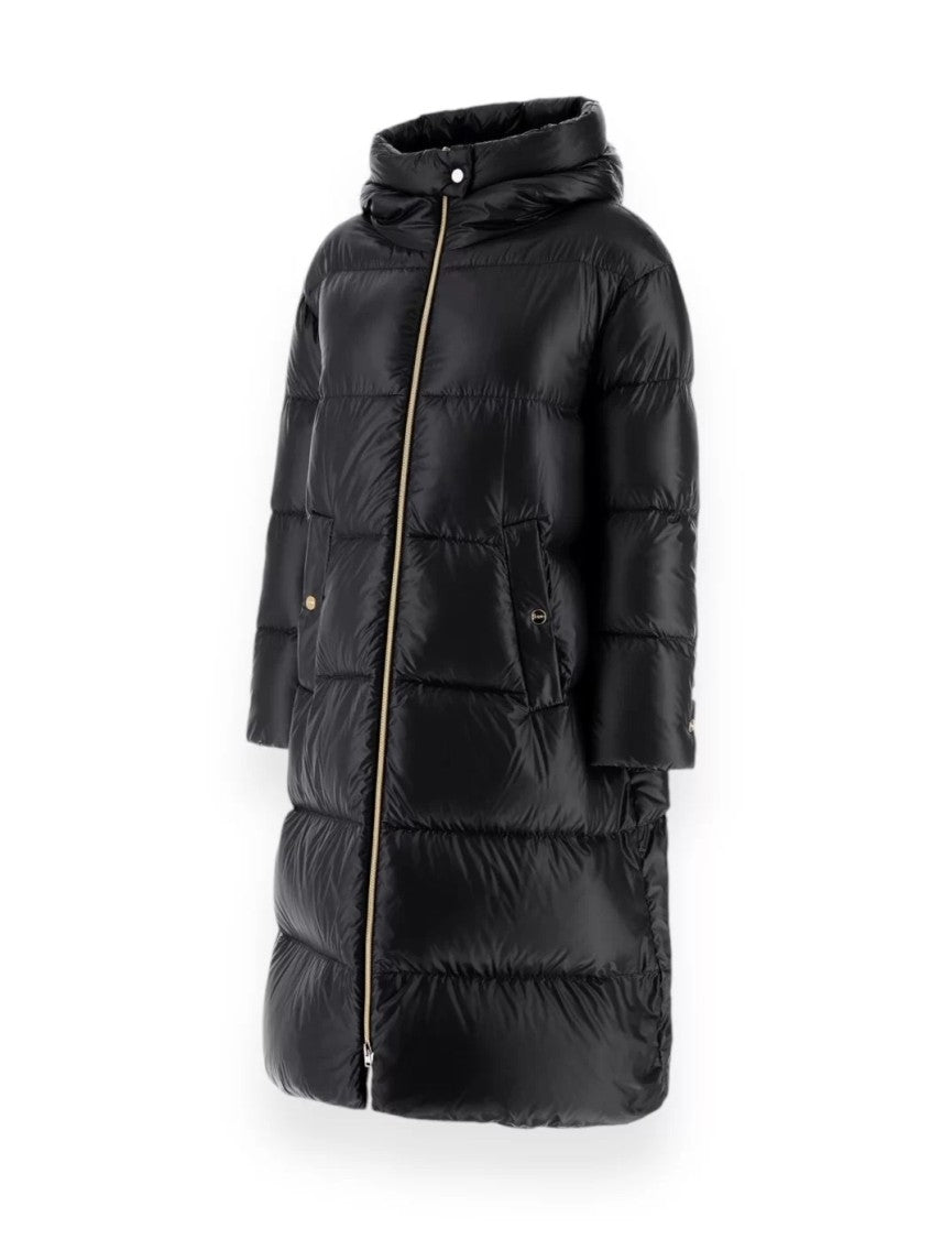 Herno Glossy Long Puffer Jacket With High Collar And Oversized Fit
